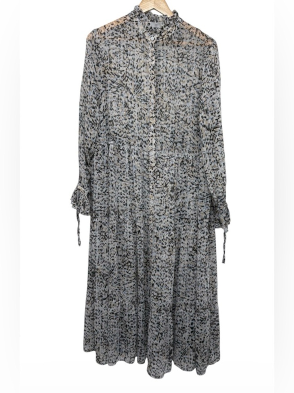 RIANI Metallic Chiffon Leopard Tiered Maxi Dress Sz 12